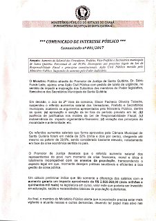 MP ajuíza ação para suspender aumento salarial do Prefeito e Vereadores