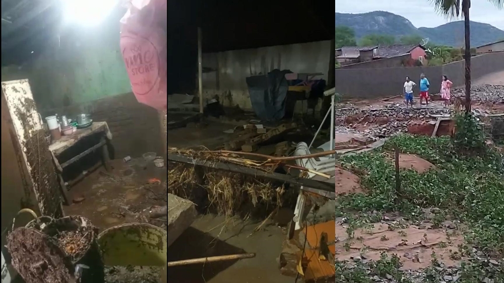 Chuva de 150 milímetros causa alagamentos, desabamento de muro e sangria de açudes em Catunda