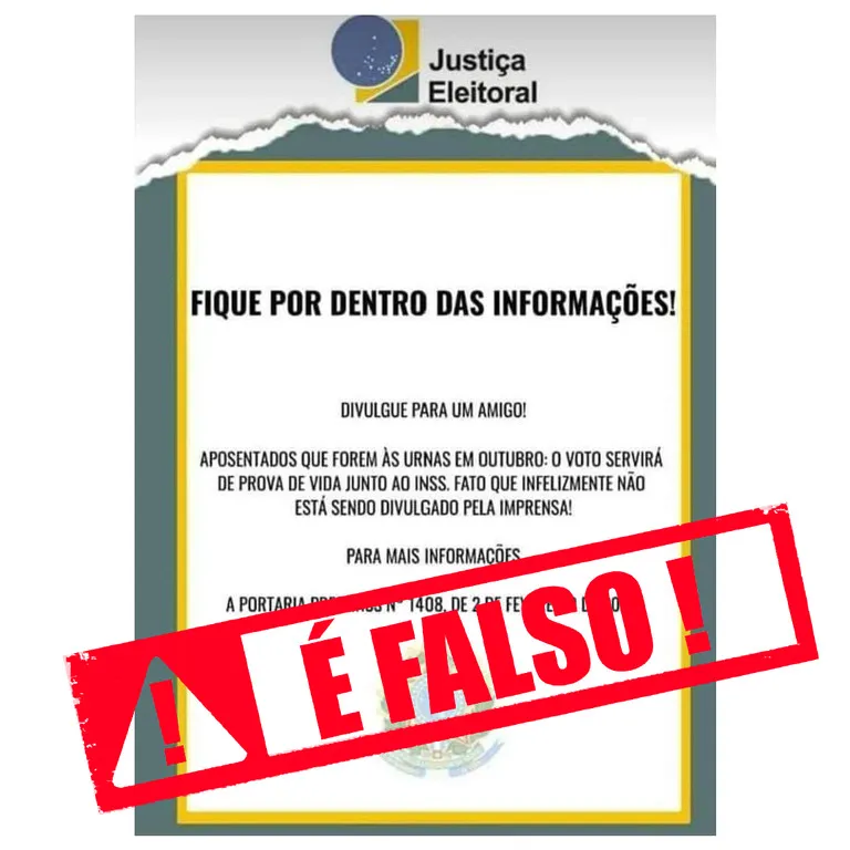 Comprovante de votação ainda não vale como prova de vida: comunicado falso de 2022 circula nas redes