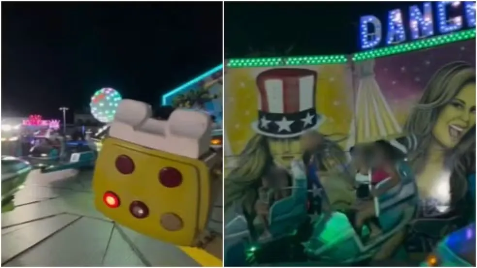 Casal fica ferido ao cair de cadeira de brinquedo em parque de diversões em Sobral