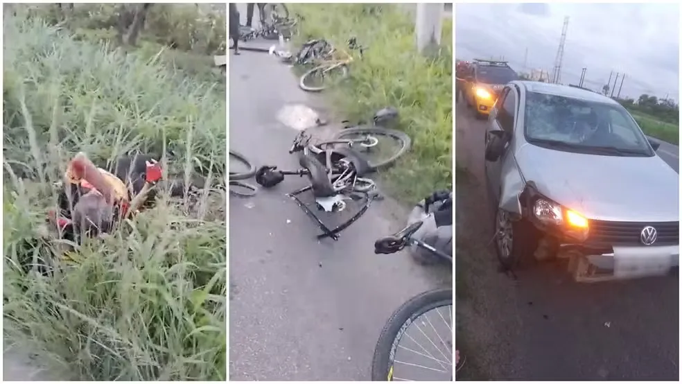 Motorista cochila ao volante e atropela cinco ciclistas, no Ceará