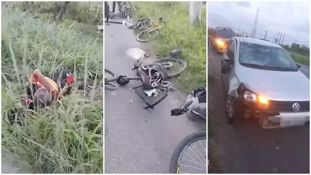 Motorista cochila ao volante e atropela cinco ciclistas no Ceará