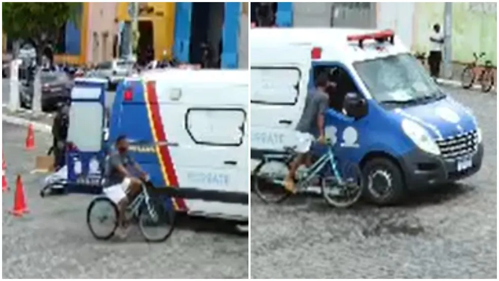 Homem furta celular de dentro de ambulância enquanto equipe socorre vítima de acidente, no Ceará
